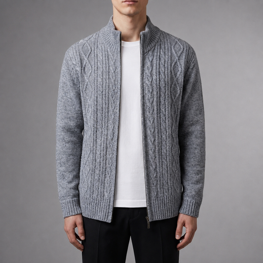 Porto Vecchio Cable Knit Cardigan — Men's Premium Knit 1