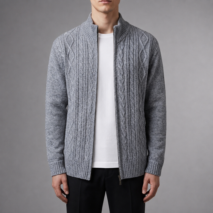 Porto Vecchio Cable Knit Cardigan — Men's Premium Knit