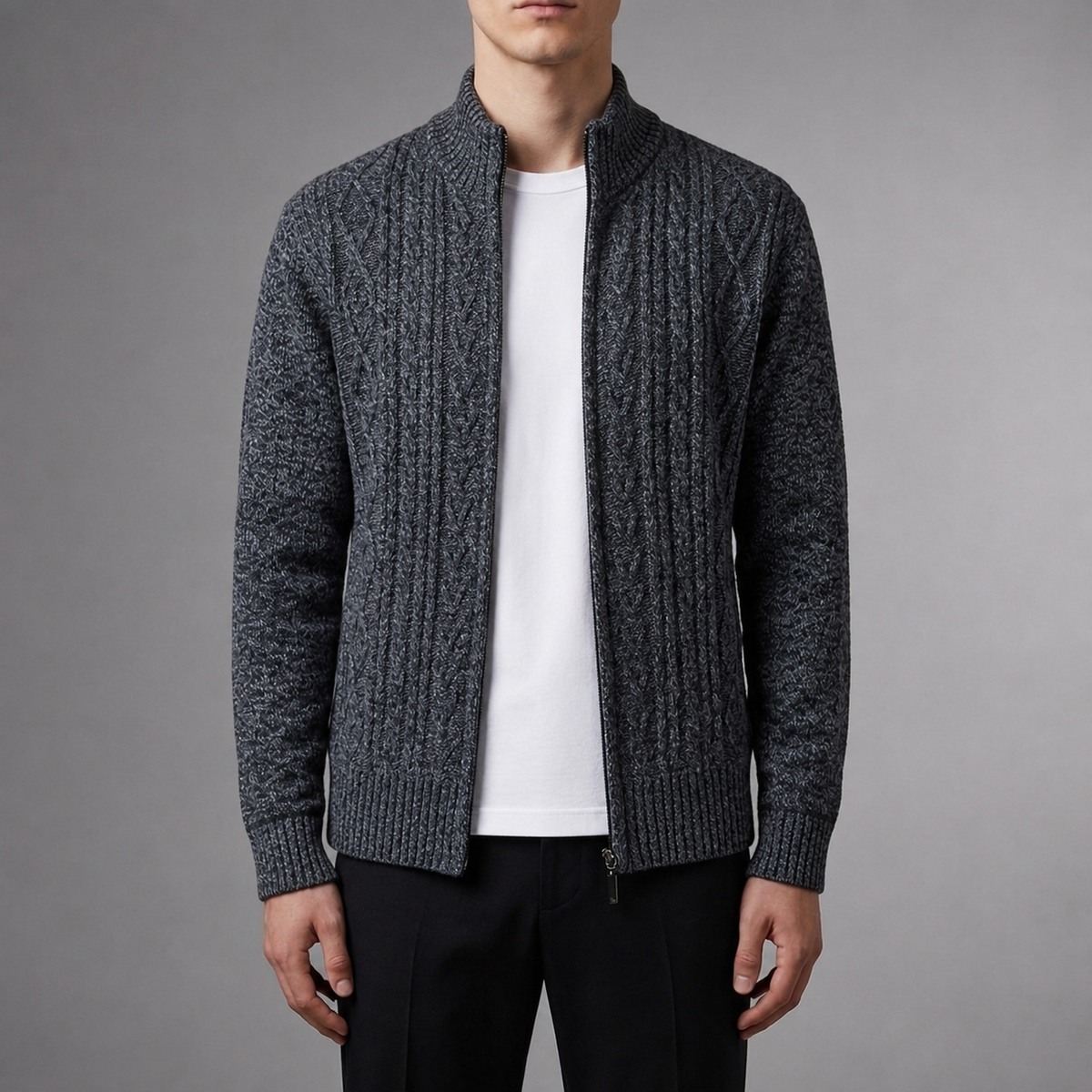 Porto Vecchio Cable Knit Cardigan — Men's Premium Knit 5