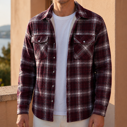 Men's Sherpa Lined Plaid Jacket — Warm Button-Front Coat 3