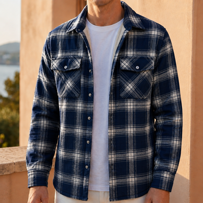 Men's Sherpa Lined Plaid Jacket — Warm Button-Front Coat 6