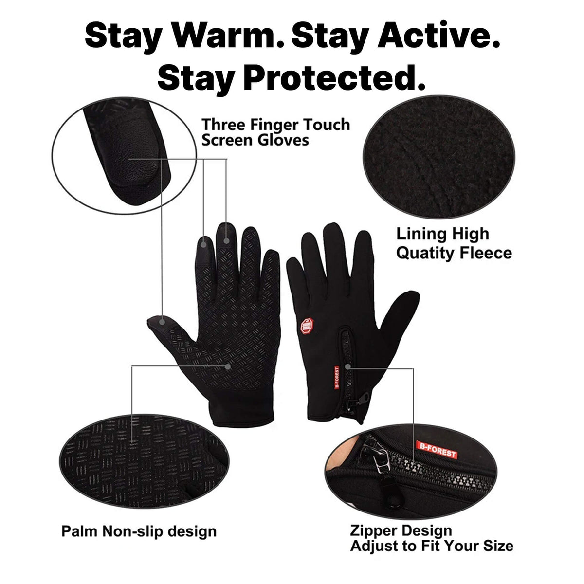 Thermal Windproof Gloves — Touchscreen & Non-Slip Winter Grip 7