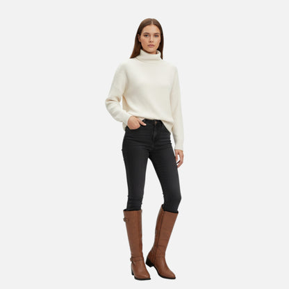 Women's Pointed-Toe Long Boots — Chunky Heel Faux Leather 2