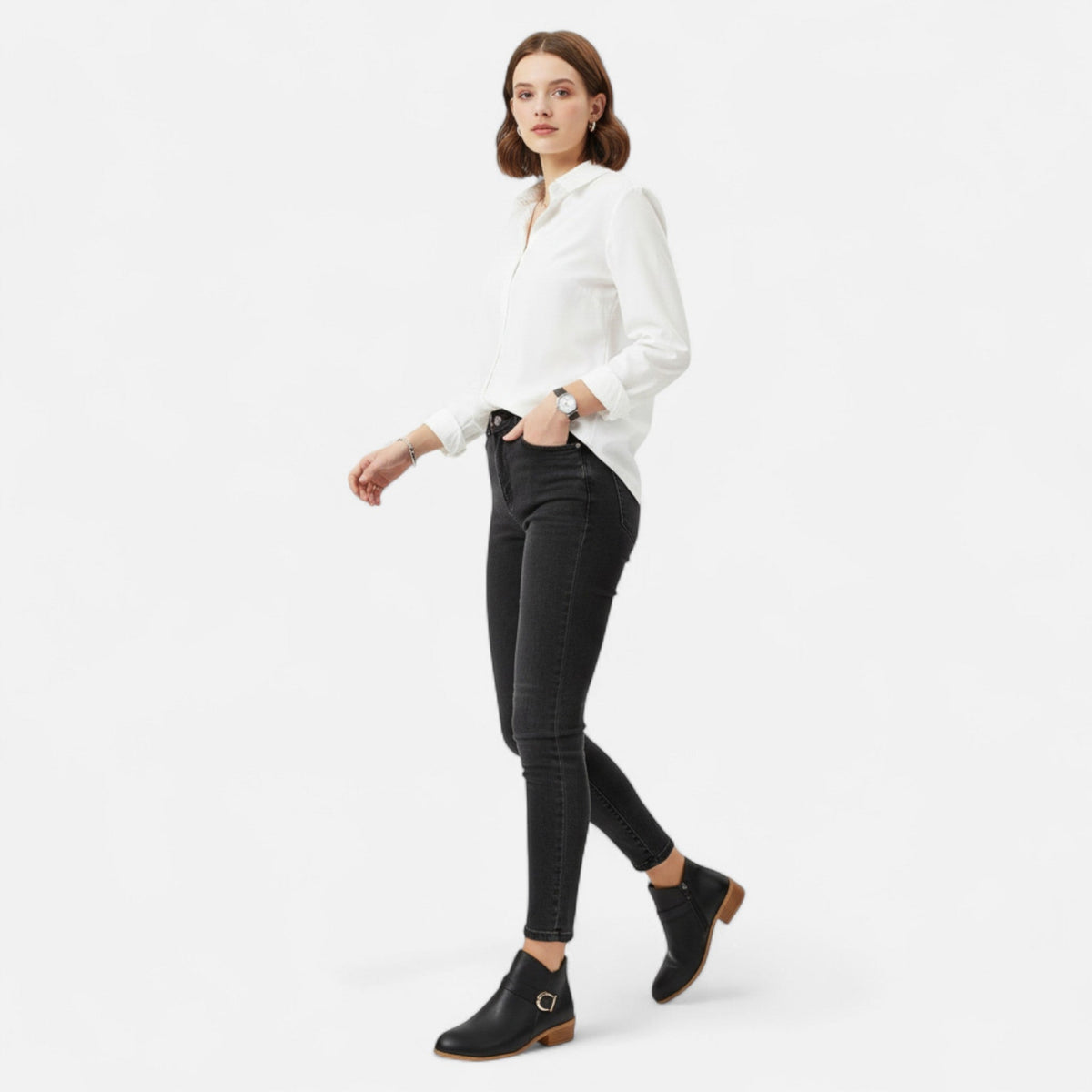 Women's Pointed-Toe Buckle Ankle Boot — Sleek Style 2