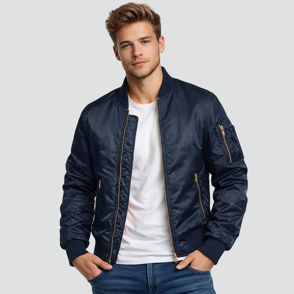 Men's Quilted Bomber Jacket — Zip & Warm Padded Lining 1