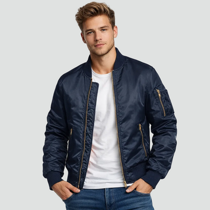 Men's Quilted Bomber Jacket — Zip & Warm Padded Lining 1