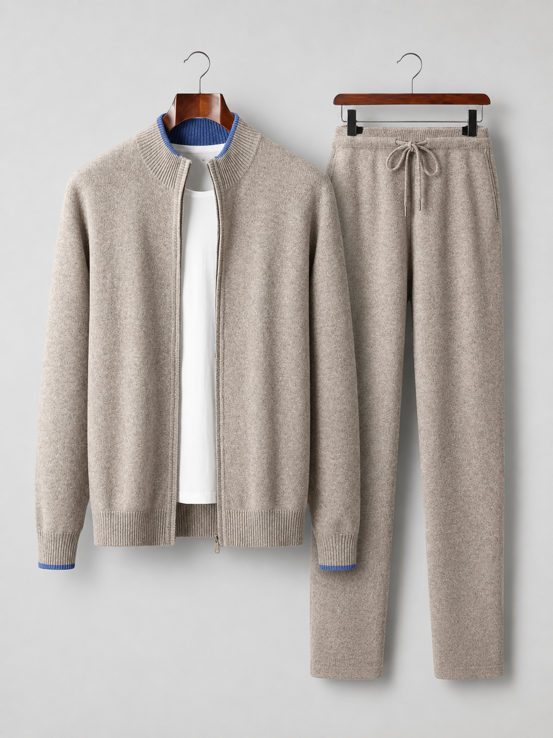 Men's Merino Wool Zip-Up Lounge Set – Soft Knit Co-Ord 1