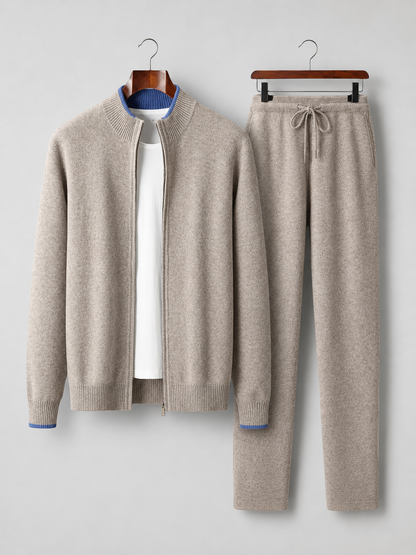Men's Merino Wool Zip-Up Lounge Set – Soft Knit Co-Ord 1
