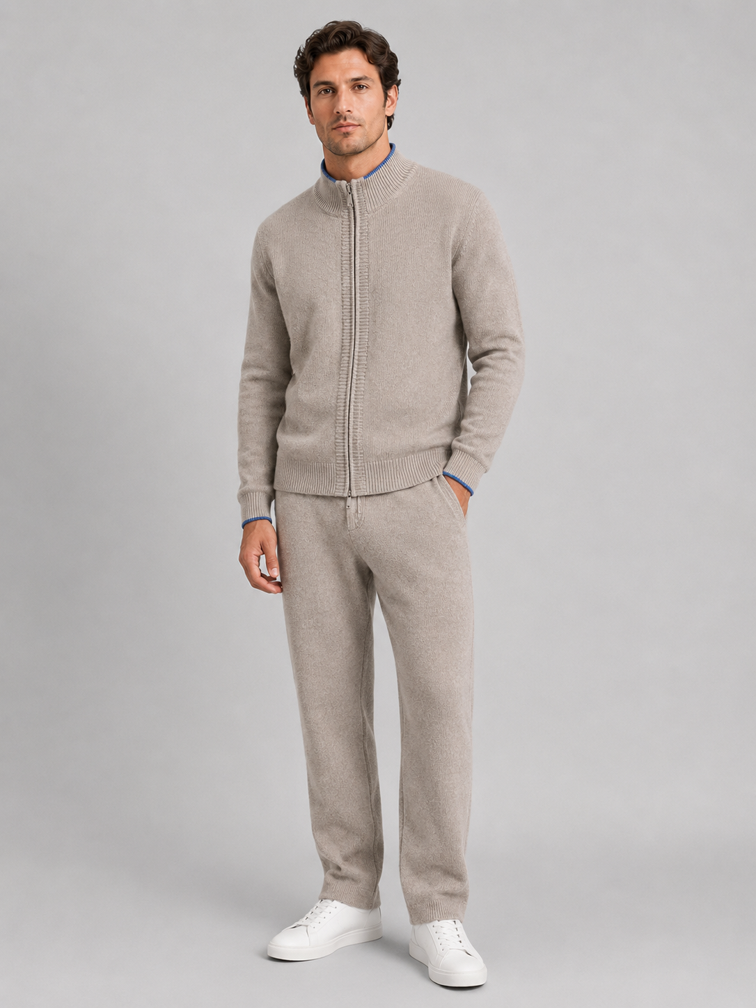 Men's Merino Wool Zip-Up Lounge Set – Soft Knit Co-Ord 3