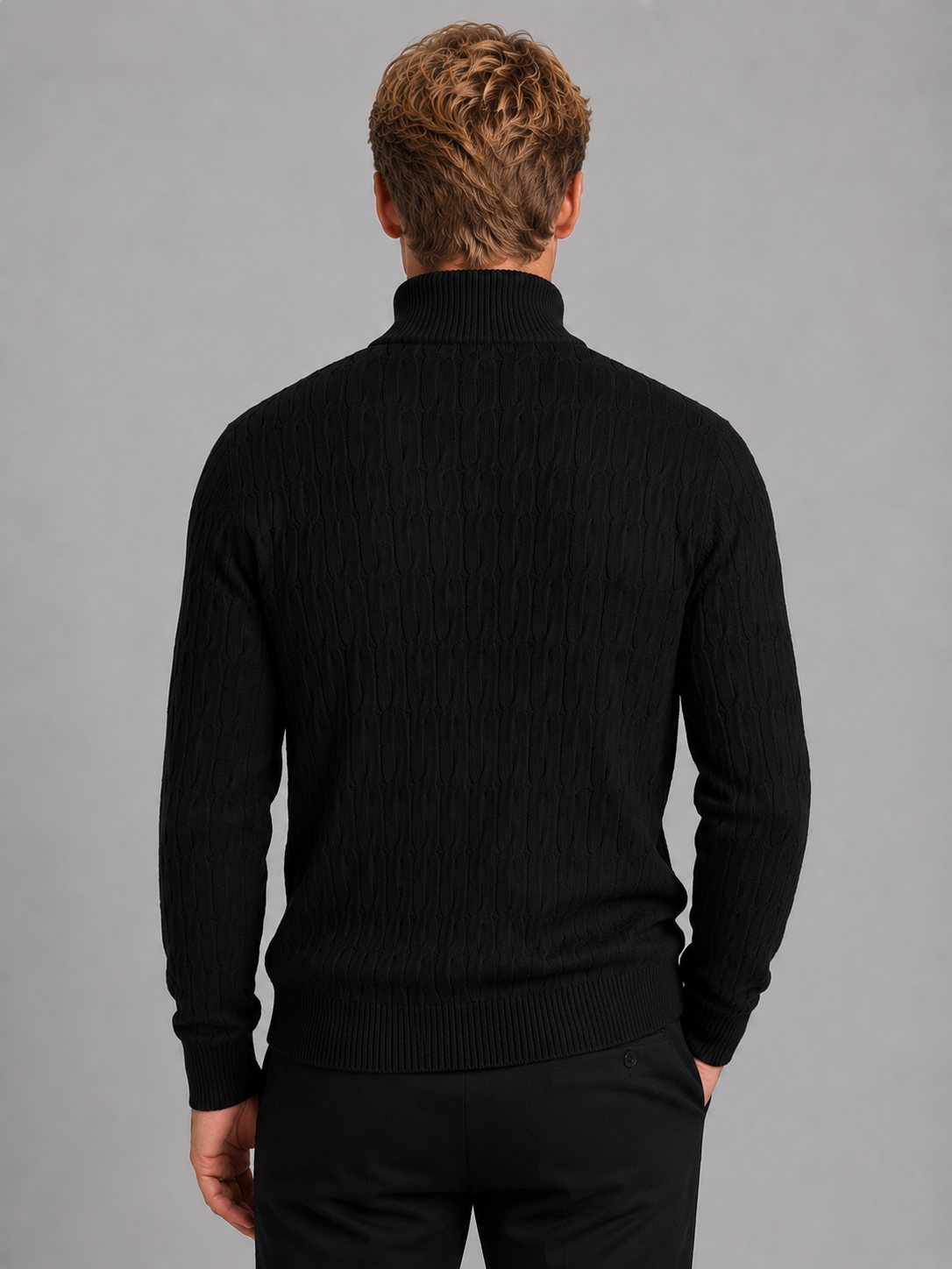 Men's Quarter-Zip Funnel Neck Textured Knit Sweater 6