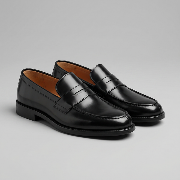 Men's Leather-Look Penny Loafers — Slip-On Rubber Sole 1