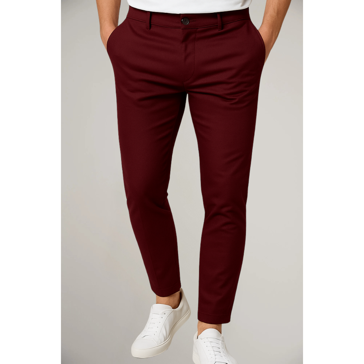 Men's Slim Leg Tailored Trousers — Lightweight Everyday Pants 1