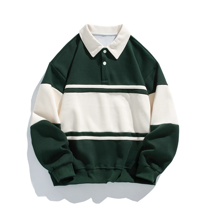 Sawyer Cotton Polo Sweatshirt — Vintage Striped Campus Style 1