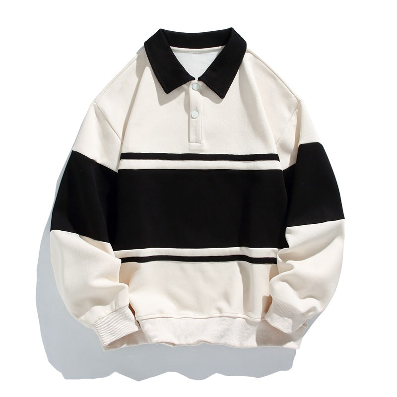 Sawyer Cotton Polo Sweatshirt — Vintage Striped Campus Style 3