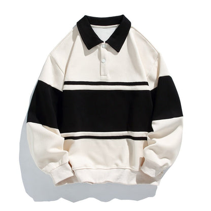 Sawyer Cotton Polo Sweatshirt — Vintage Striped Campus Style 3