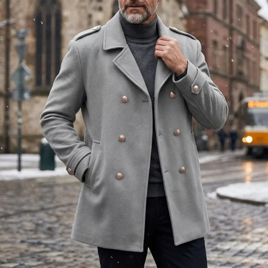 Men's Double Breasted Winter Coat — Windproof & Warm 1