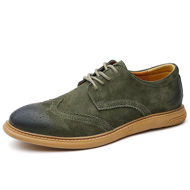 Men's Suede Brogue Lace-Up Dress Shoes — Cushioned Fit 5