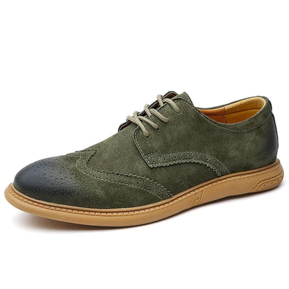 Men's Suede Brogue Lace-Up Dress Shoes — Cushioned Fit 5