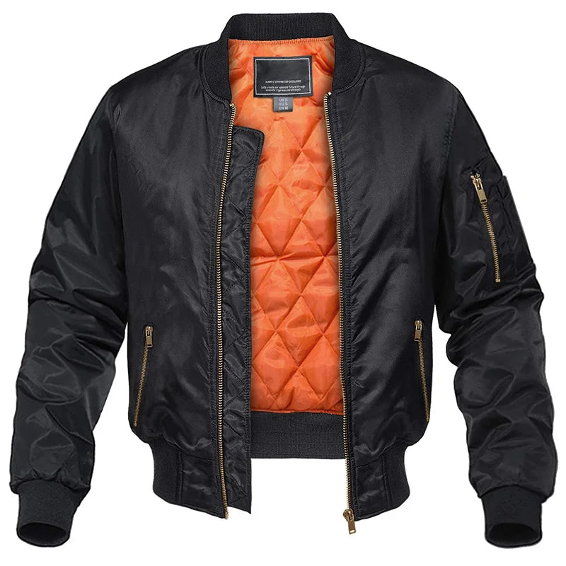 Men's Quilted Bomber Jacket — Zip & Warm Padded Lining 6