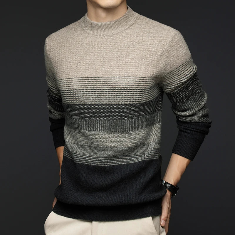 Highland Wool Sweater — 100% Wool Gradient Stripe Pullover 8