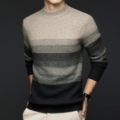 Highland Wool Sweater — 100% Wool Gradient Stripe Pullover 8