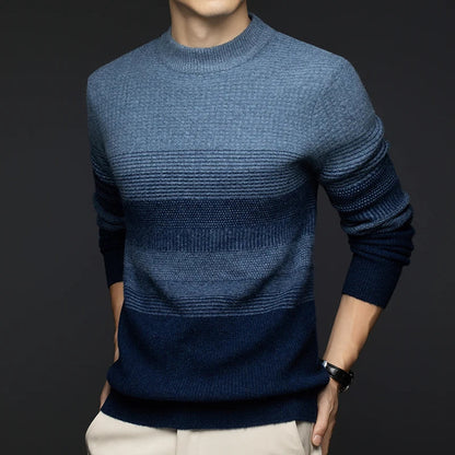 Highland Wool Sweater — 100% Wool Gradient Stripe Pullover 2