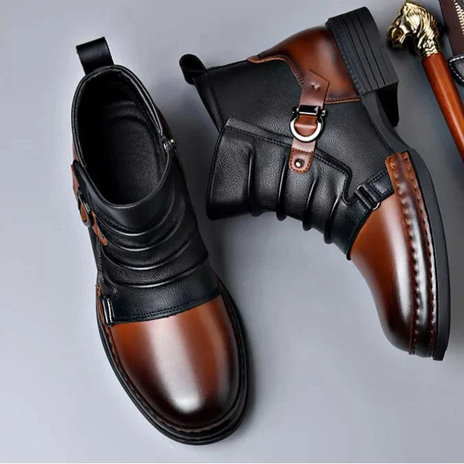 Centaur Leather Ankle Boots – Buckle Strap & Side Zip 6