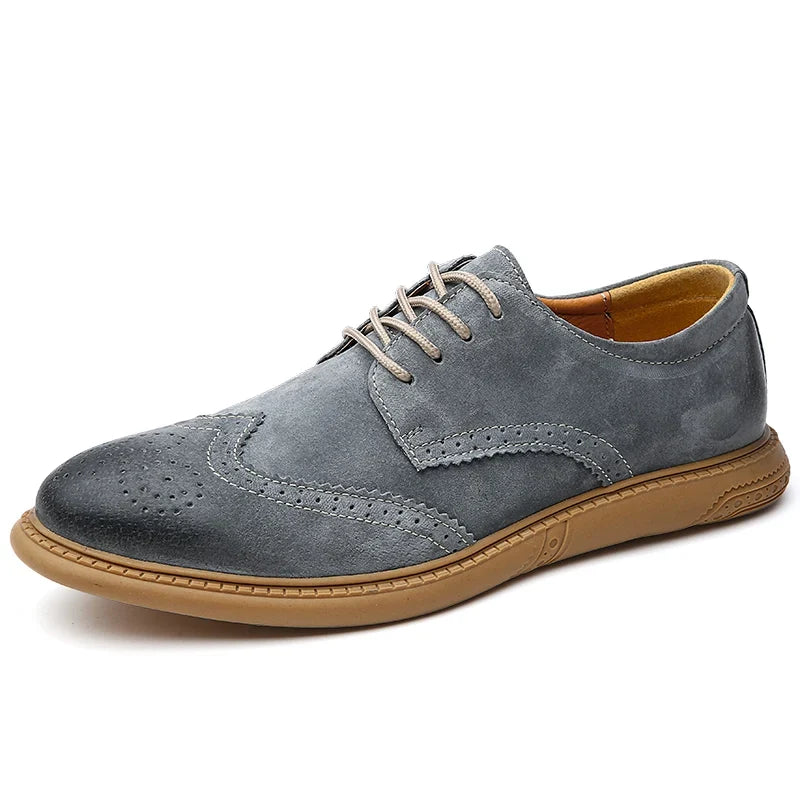 Men's Suede Brogue Lace-Up Dress Shoes — Cushioned Fit 6
