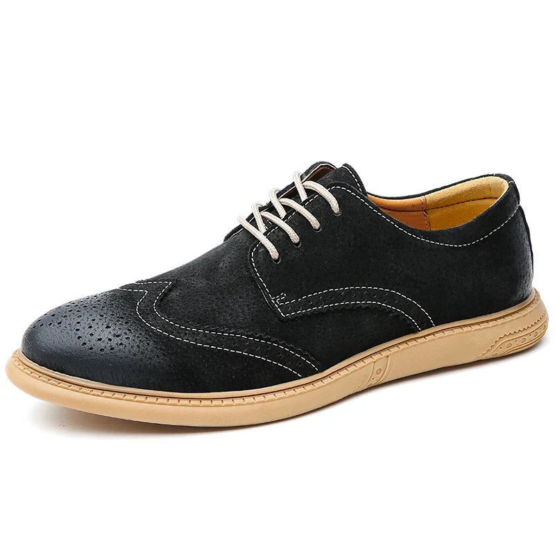 Men's Suede Brogue Lace-Up Dress Shoes — Cushioned Fit 8