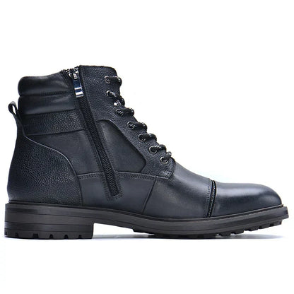 Men's Leather-Look Boots — Side Zip & Lace Detail 3
