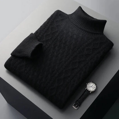 Radcliffe Merino Wool Turtleneck — Cable-Knit Sweater 14