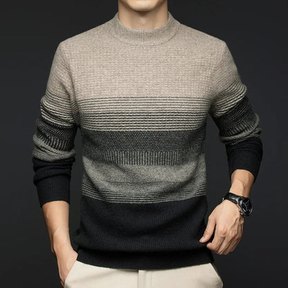 Highland Wool Sweater — 100% Wool Gradient Stripe Pullover 7