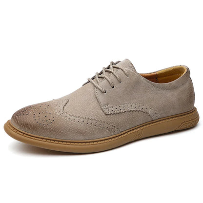 Men's Suede Brogue Lace-Up Dress Shoes — Cushioned Fit 7