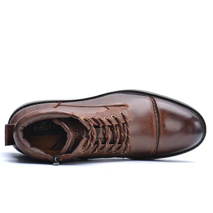 Men's Leather-Look Boots — Side Zip & Lace Detail 4