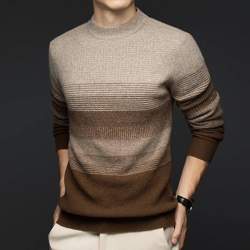 Highland Wool Sweater — 100% Wool Gradient Stripe Pullover 6