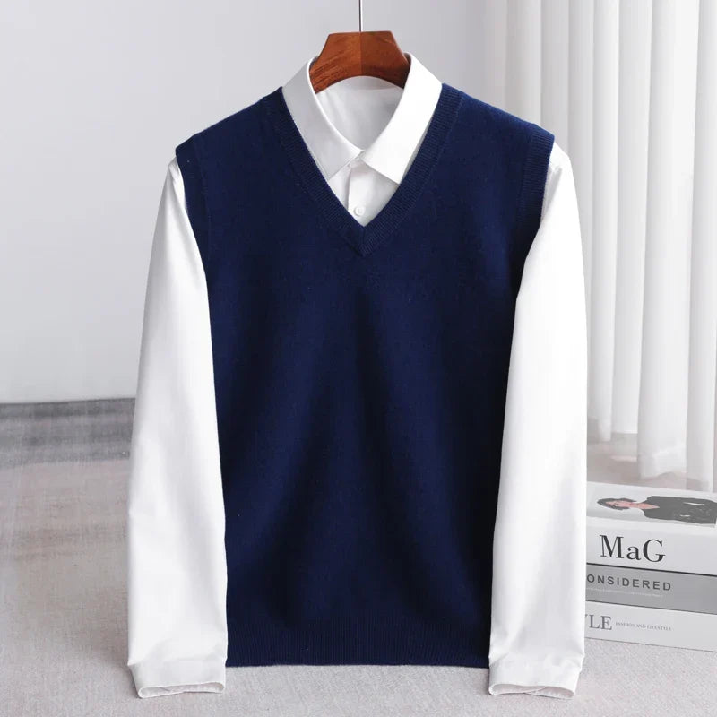Merino Wool Sweater Vest — Extrafine V-Neck Knit for Men 8