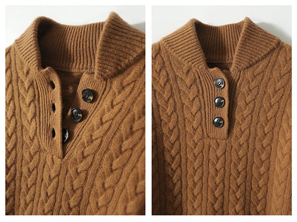 Cable Knit Women's Sweater — Button Collar Regular Fit 15