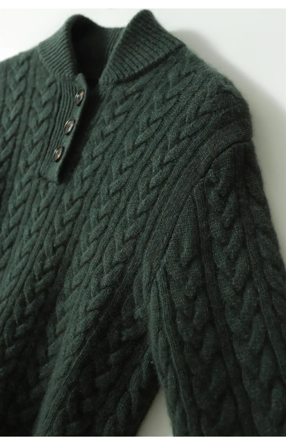 Cable Knit Women's Sweater — Button Collar Regular Fit 17