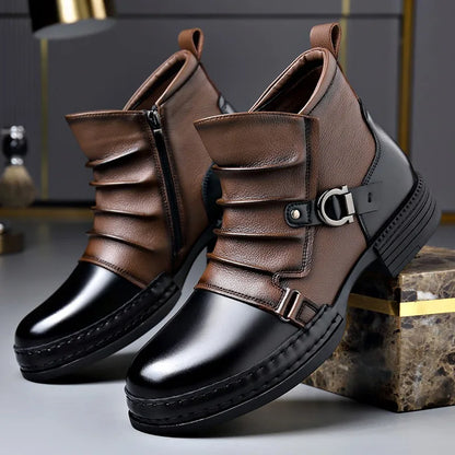 Centaur Leather Ankle Boots – Buckle Strap & Side Zip 1