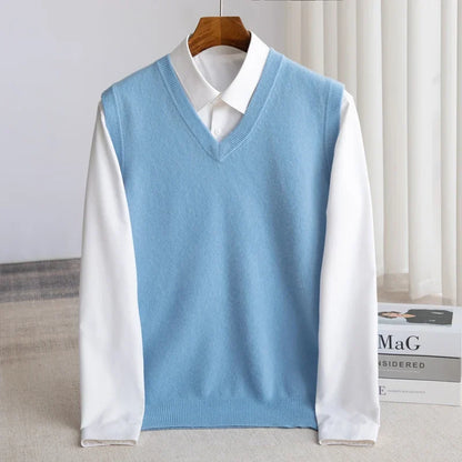 Merino Wool Sweater Vest — Extrafine V-Neck Knit for Men 1