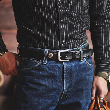 Frontier Cowhide Leather Belt — Premium Metal Buckle 8