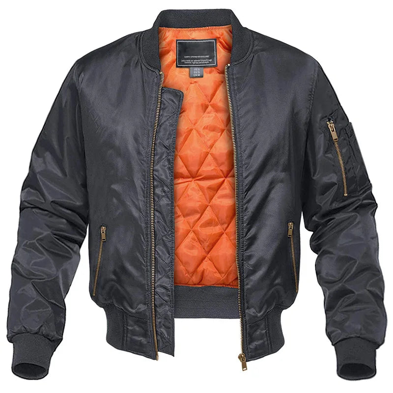 Men's Quilted Bomber Jacket — Zip & Warm Padded Lining 11
