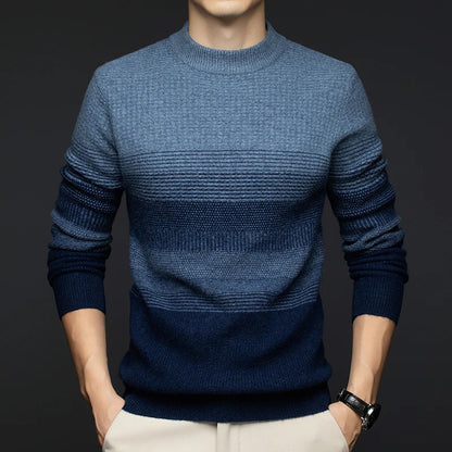 Highland Wool Sweater — 100% Wool Gradient Stripe Pullover 1