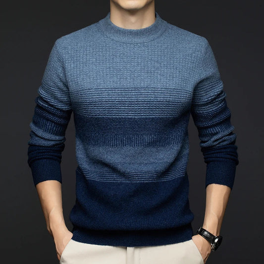 Highland Wool Sweater — 100% Wool Gradient Stripe Pullover 1