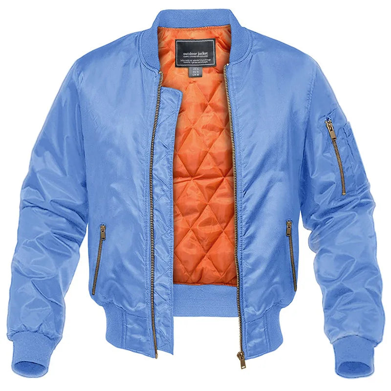 Men's Quilted Bomber Jacket — Zip & Warm Padded Lining 7