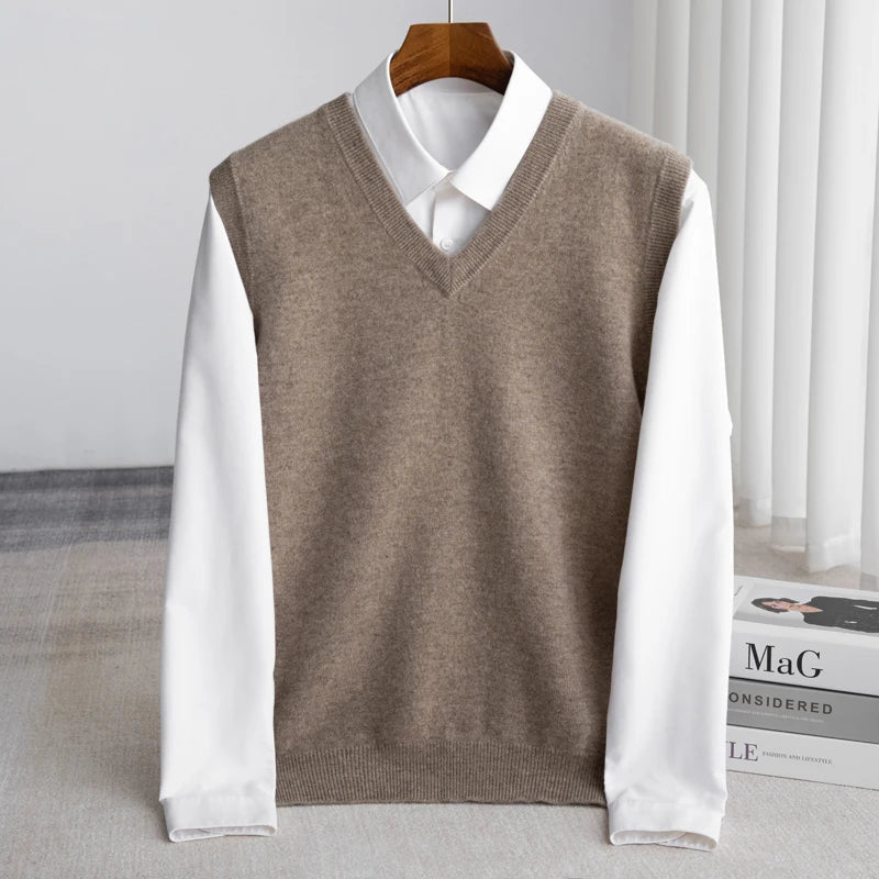 Merino Wool Sweater Vest — Extrafine V-Neck Knit for Men 3
