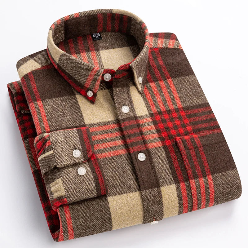 Men's Plaid Flannel Shirt — Long Sleeve Button-Down 4