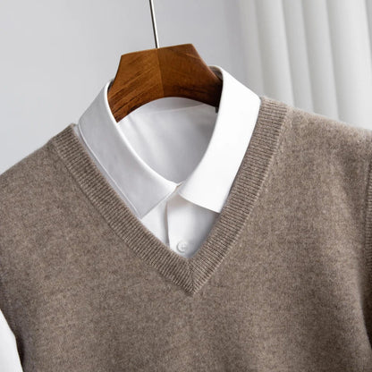 Merino Wool Sweater Vest — Extrafine V-Neck Knit for Men 4