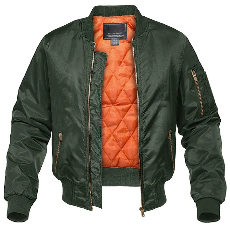 Men's Quilted Bomber Jacket — Zip & Warm Padded Lining 9