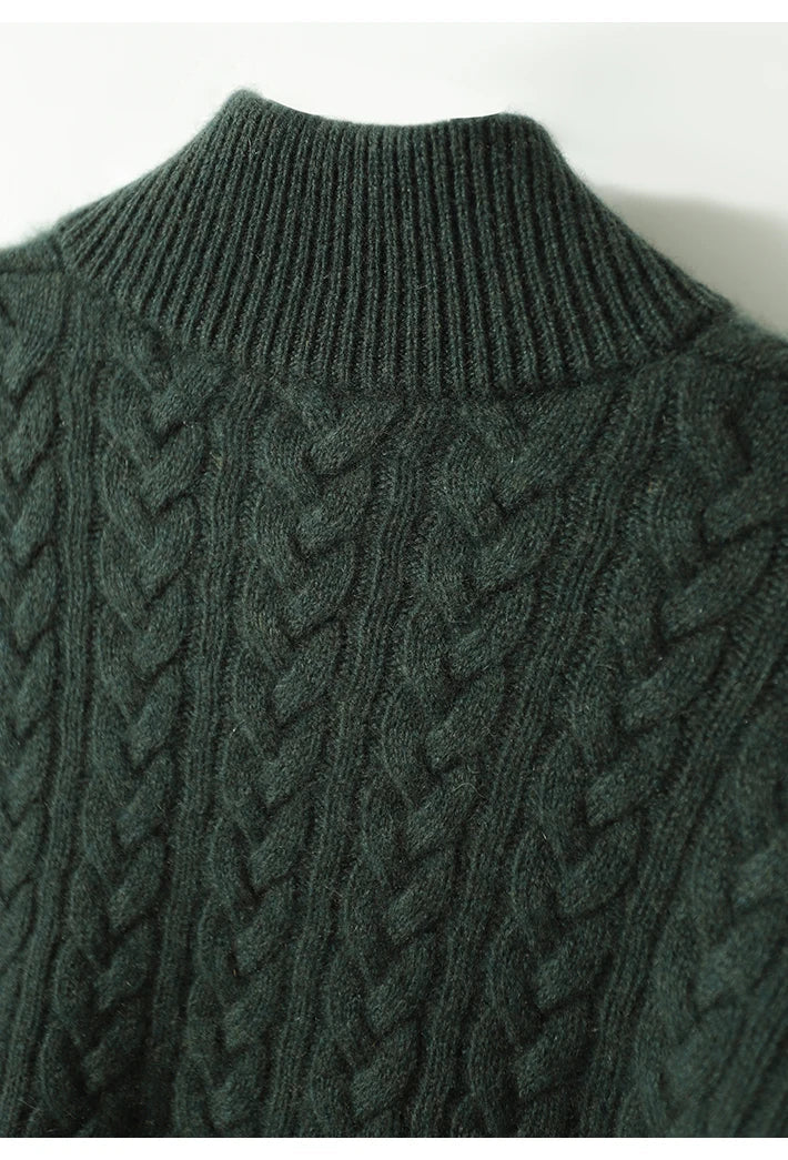 Cable Knit Women's Sweater — Button Collar Regular Fit 18